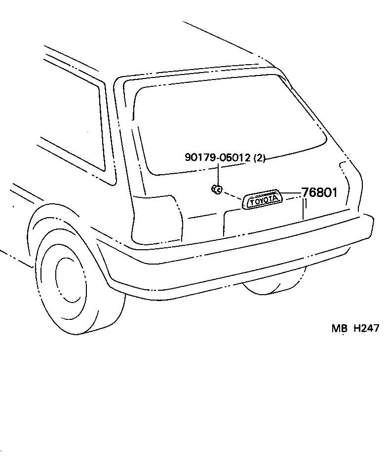 76801-10010 GARNISH SUB-ASSY, BACK DOOR, OUTSIDE product image