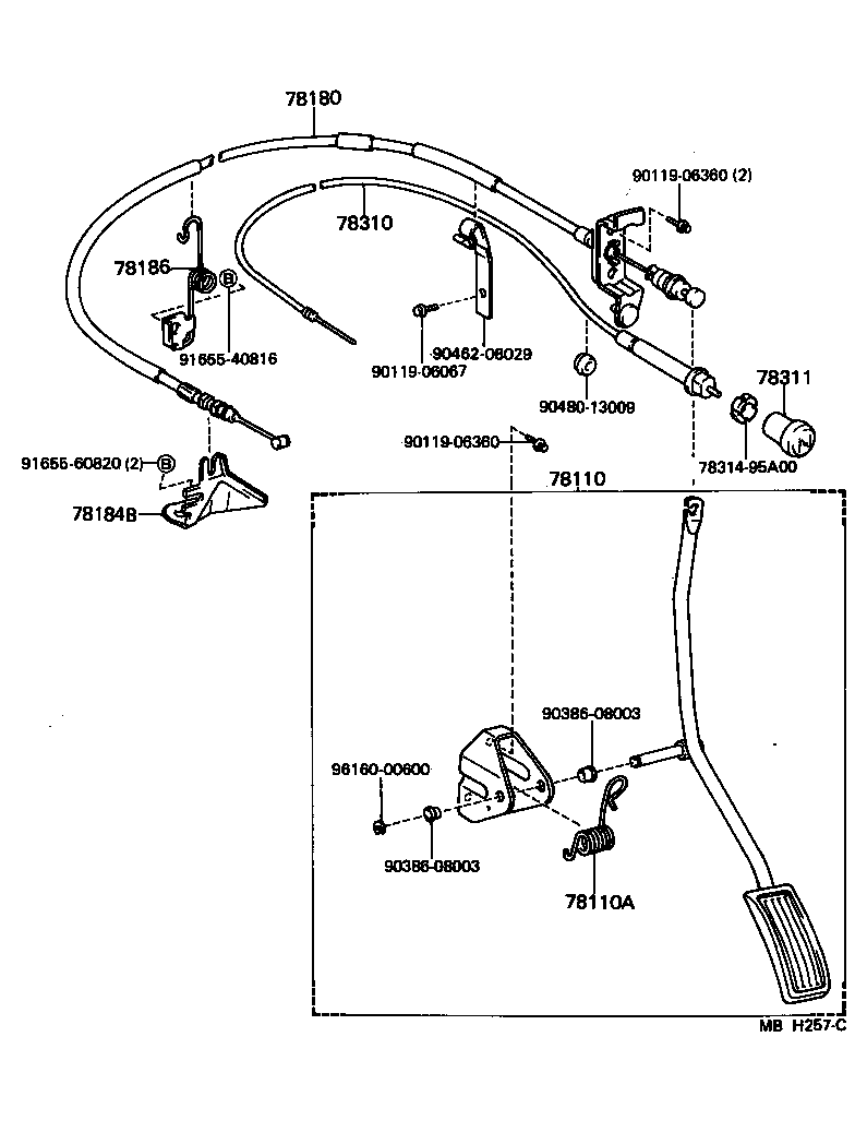 26662-55010 BRACKET, ACCELERATOR CONTROL CABLE product image