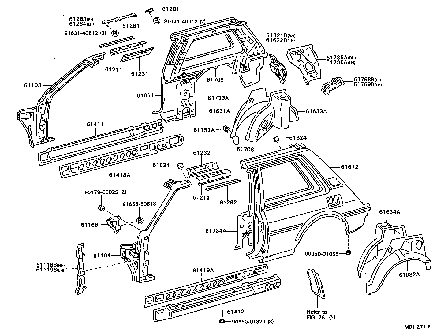 61601-12909 PANEL, QUARTER, RH product image