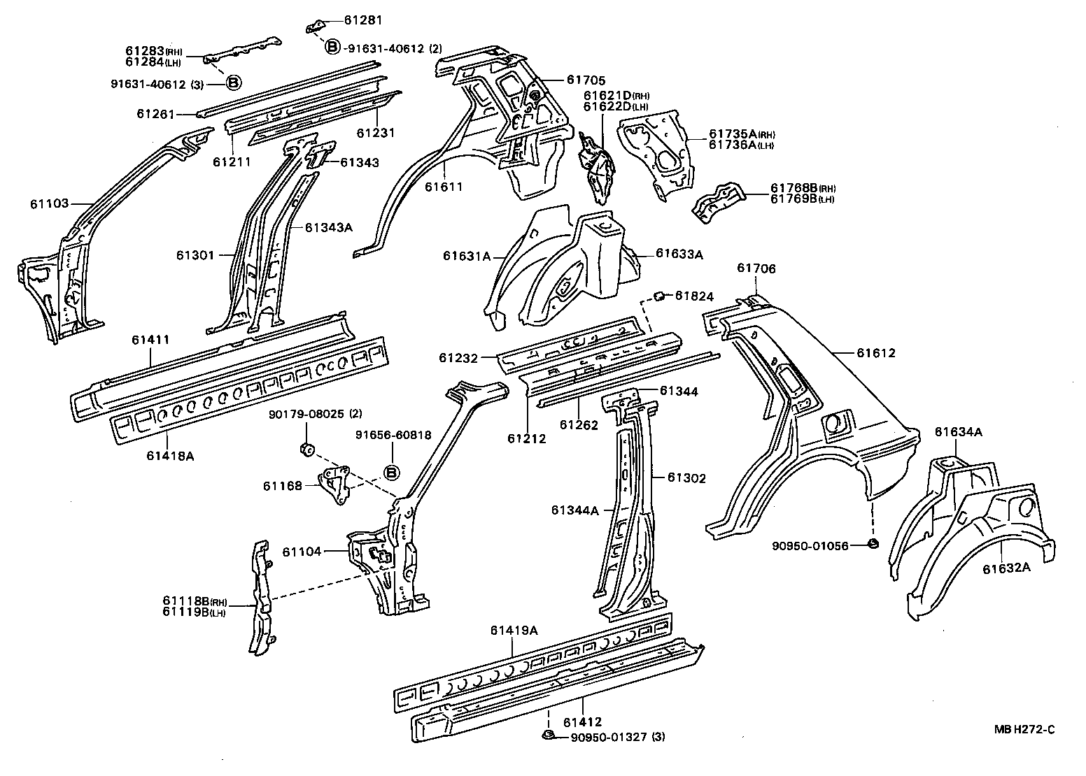61601-12909 PANEL, QUARTER, RH product image