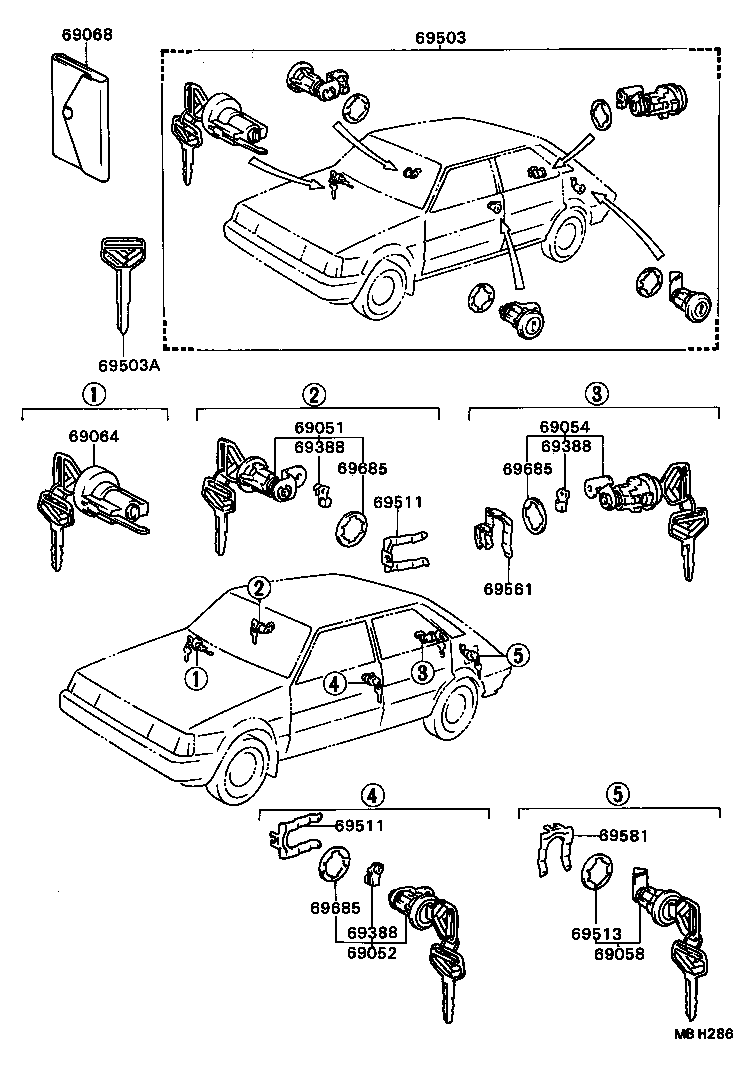 69005-12650 CYLINDER SET, LOCK product image