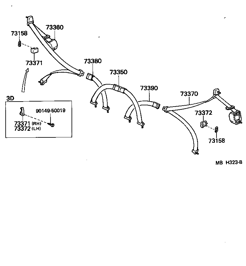 73230-10171-06 BELT ASSY, FRONT SEAT INNER, RH product image