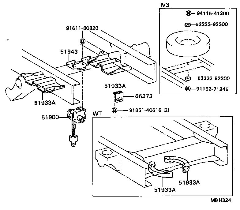 65103-93100 BRACKET, SPARE WHEEL CARRIER, NO.1 product image