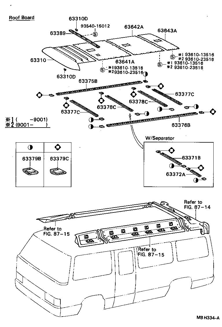 63363-90B08 SUPPORT, ROOF HEADLINING, NO.3 product image