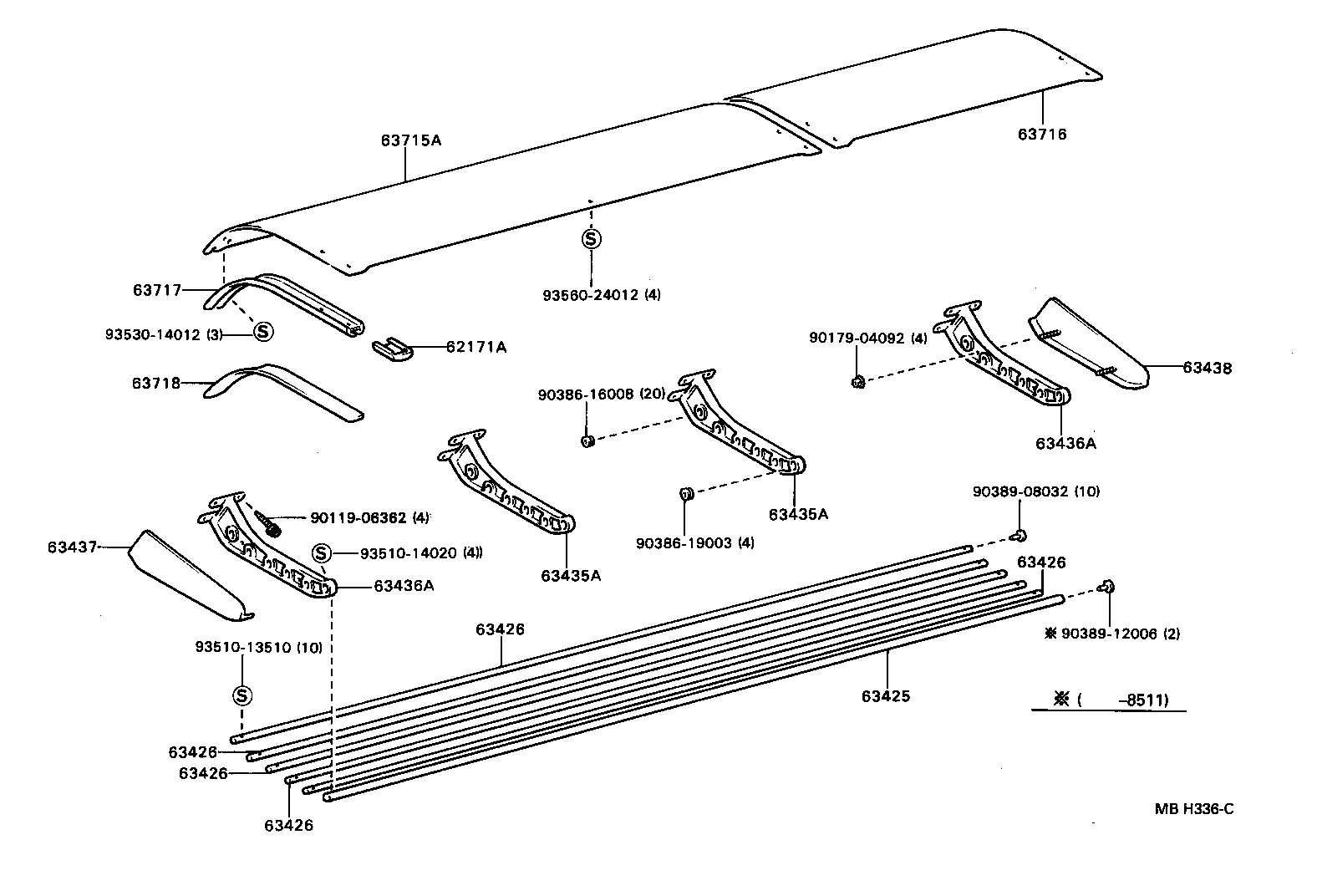 65096-90B01-08 RAIL, CURTAIN, NO.1 product image