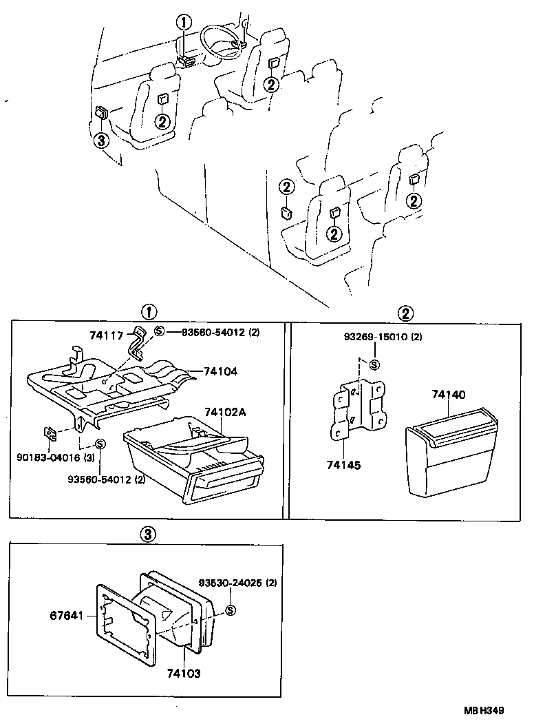 74102-90B01 RECEPTACLE ASSY, FRONT ASH product image