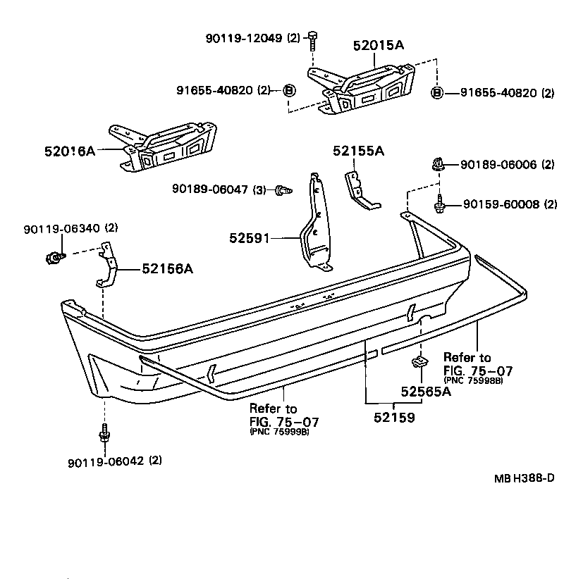 52016-12141 ARM SUB-ASSY, REAR BUMPER, LH product image