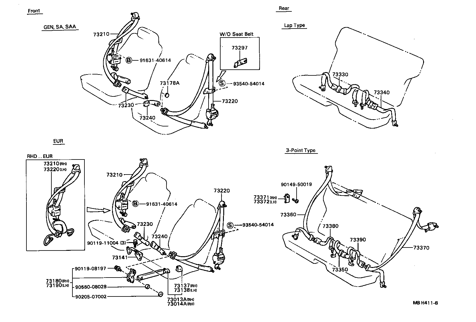 73012-12020 BRACKET ASSY, SEAT BELT INNER ANCHOR, LH product image