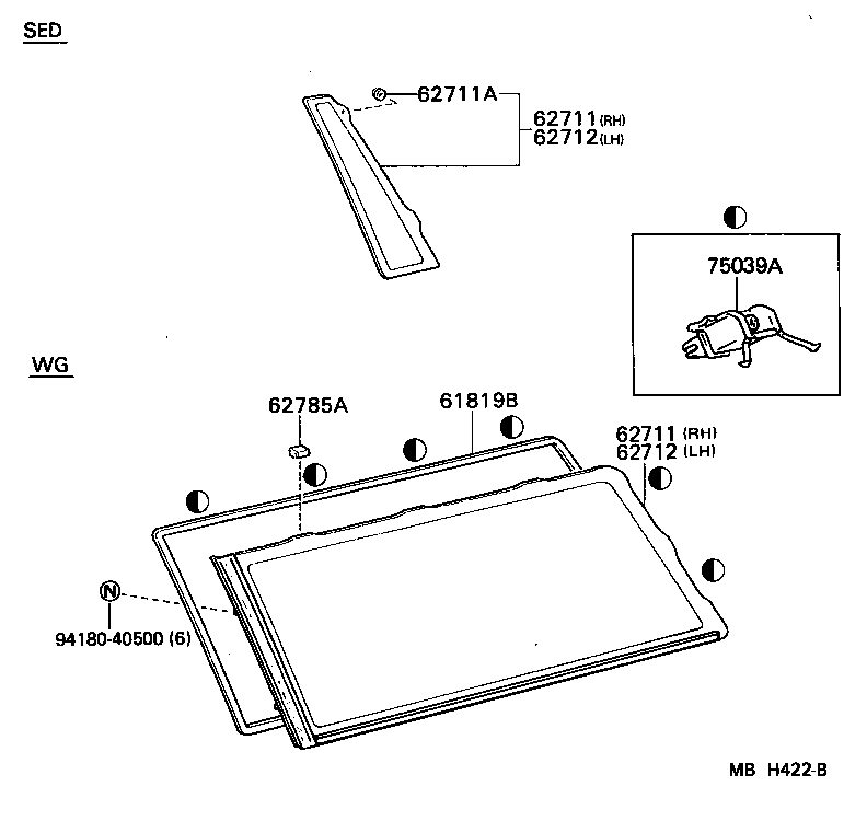 Toyota 62710-23900 GLASS, QUARTER WINDOW, RH