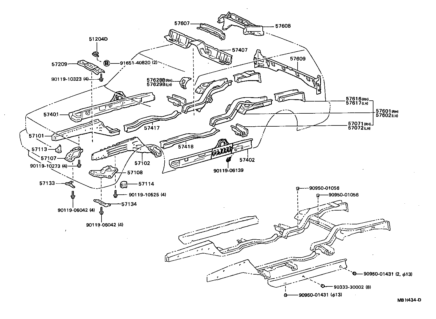 57601-22261 MEMBER SUB-ASSY, REAR FLOOR SIDE, RH product image