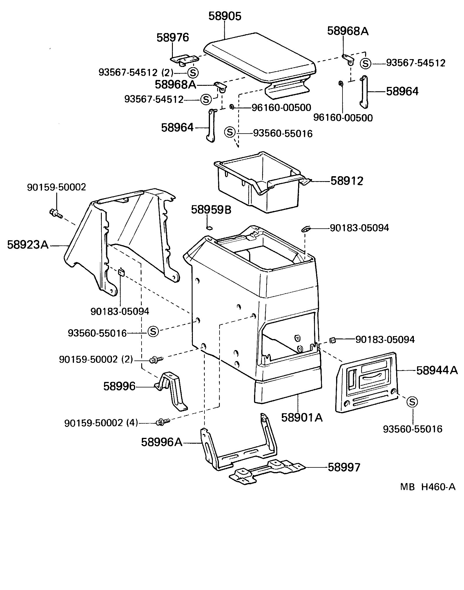 Toyota 58911-90K01-06 BOX SUB-ASSY, CONSOLE, REAR