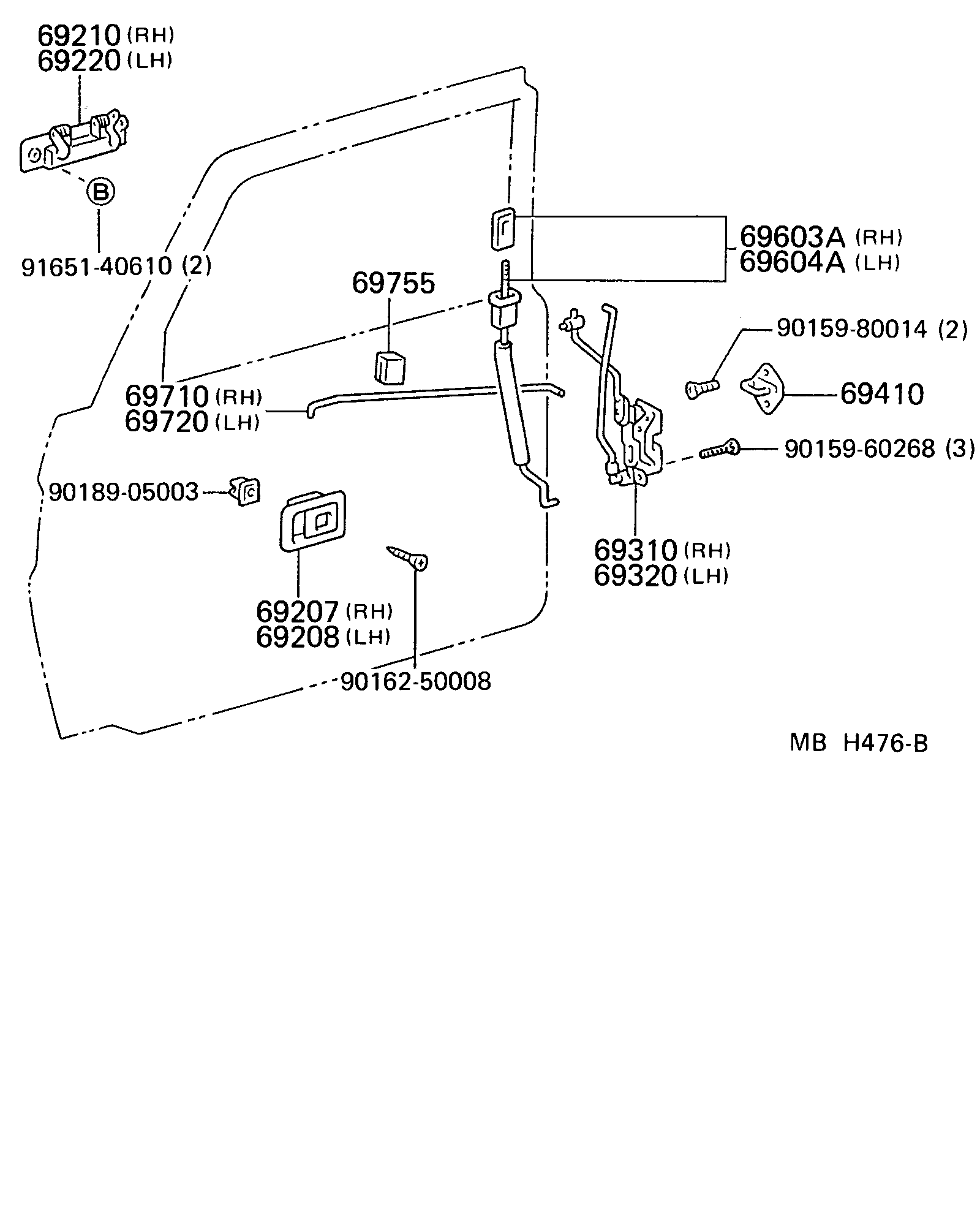 Toyota 69205-10040-03 HANDLE SUB-ASSY, FRONT DOOR INSIDE, RH