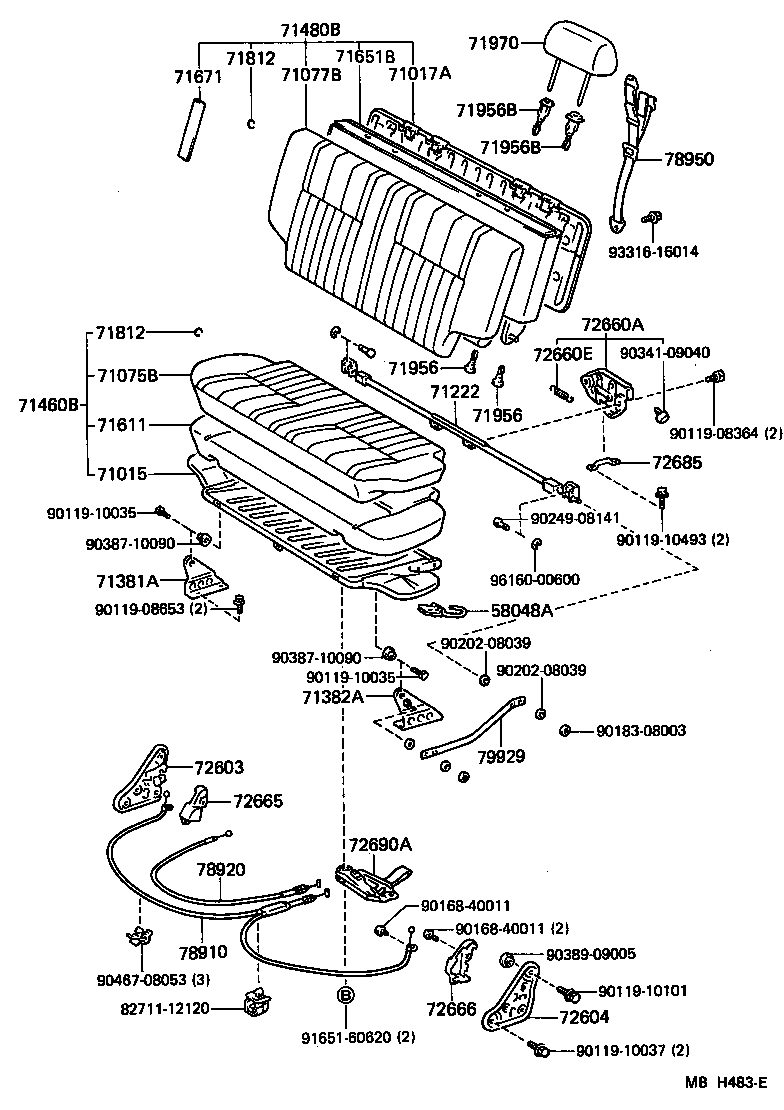 71015-90K04 FRAME SUB-ASSY, REAR SEAT CUSHION product image