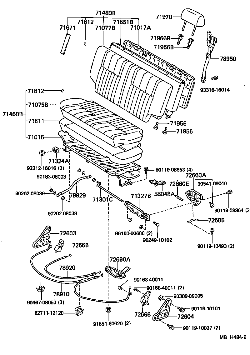 71015-90K04 FRAME SUB-ASSY, REAR SEAT CUSHION product image