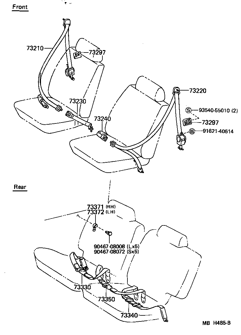 73330-90K04-06 BELT ASSY, REAR SEAT LAP TYPE, RH product image