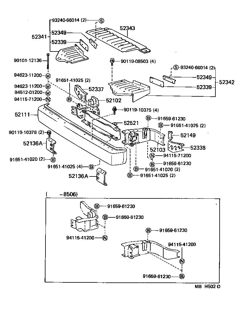 52506-60010 RETAINER, FRONT BUMPER, UPPER CENTER product image