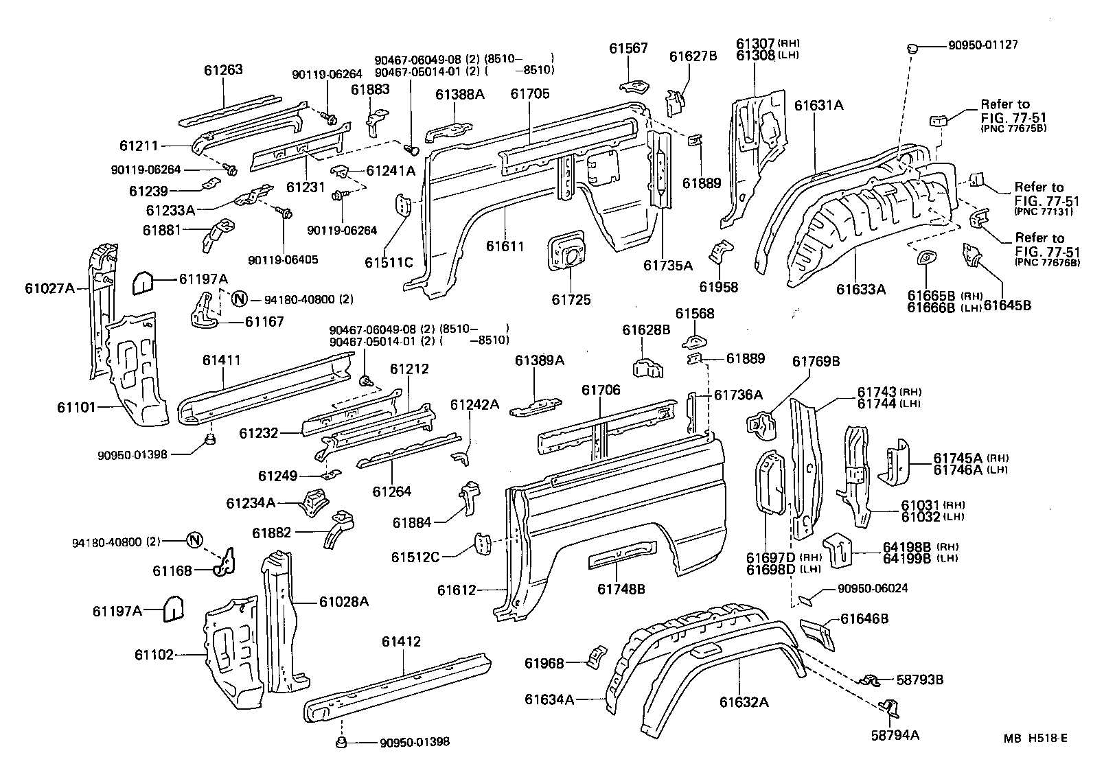 61612-90K33 PANEL, QUARTER, LH product image