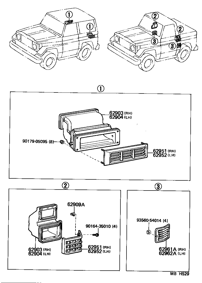 62903-90K01 DUCT SUB-ASSY, QUARTER VENTILATOR, RH product image