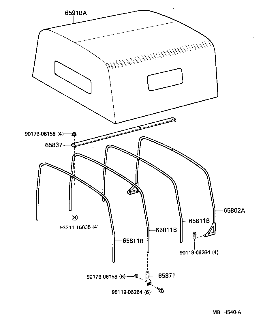 65809-90K00 BOW SUB-ASSY, REAR TOP COVER TARPAULIN product image
