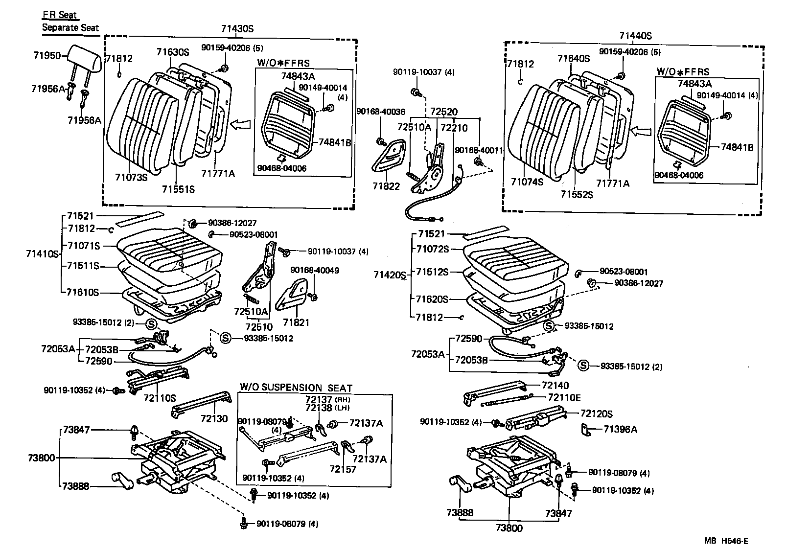 71013-90K02 SPRING ASSY, FRONT SEAT BACK, RH(FOR SEPARATE TYPE) product image