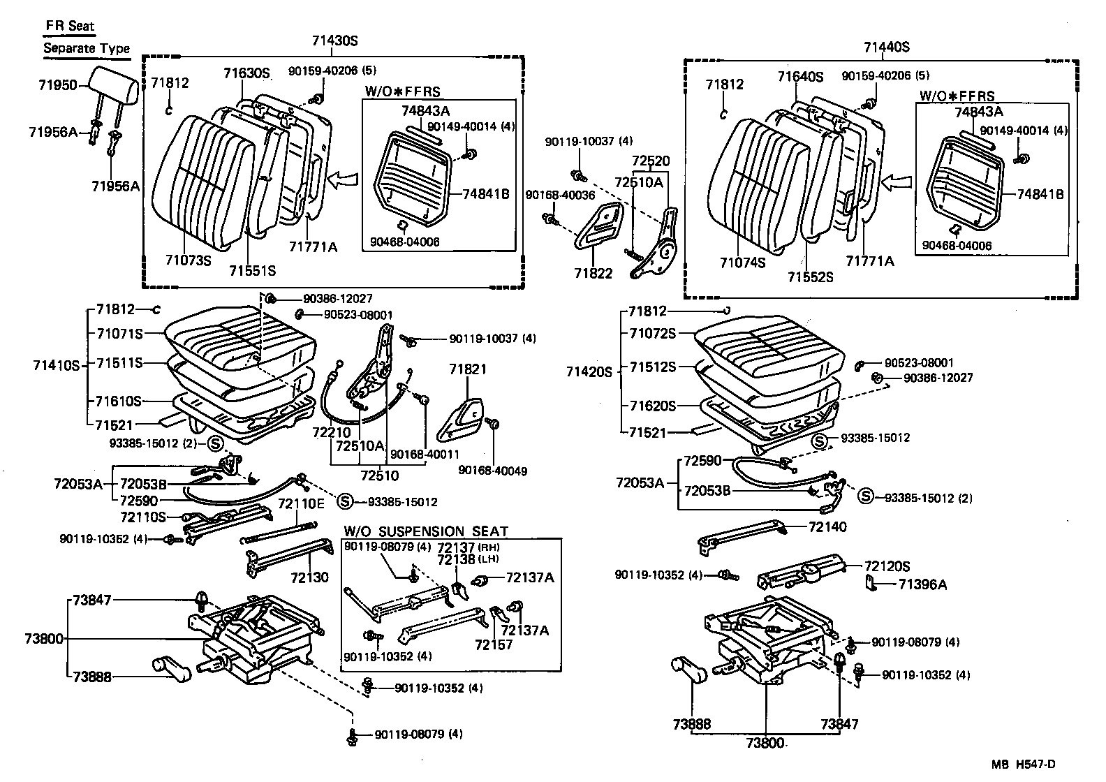 71013-90K02 SPRING ASSY, FRONT SEAT BACK, RH(FOR SEPARATE TYPE) product image