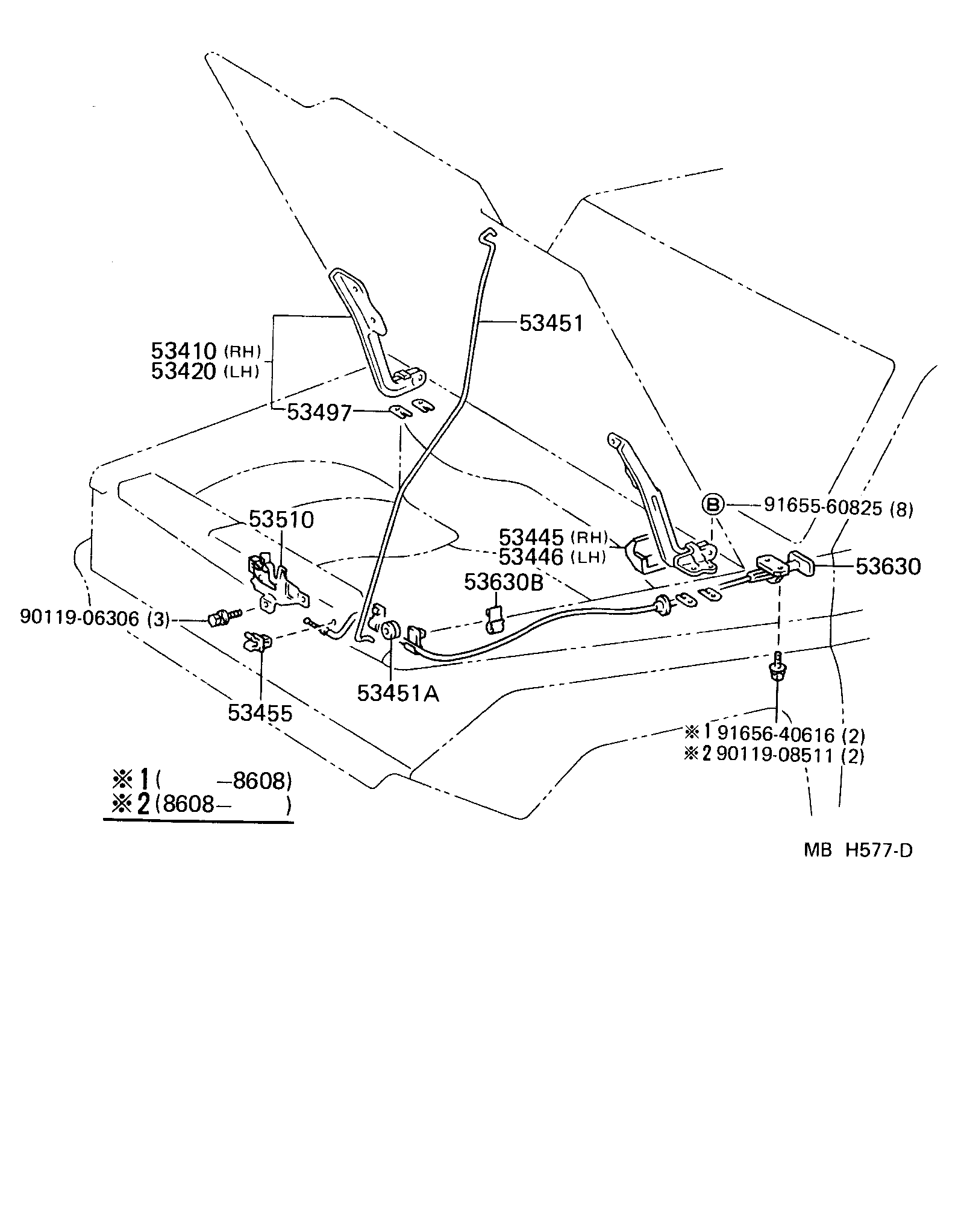 Toyota 53630-90K01 CABLE ASSY, HOOD LOCK CONTROL