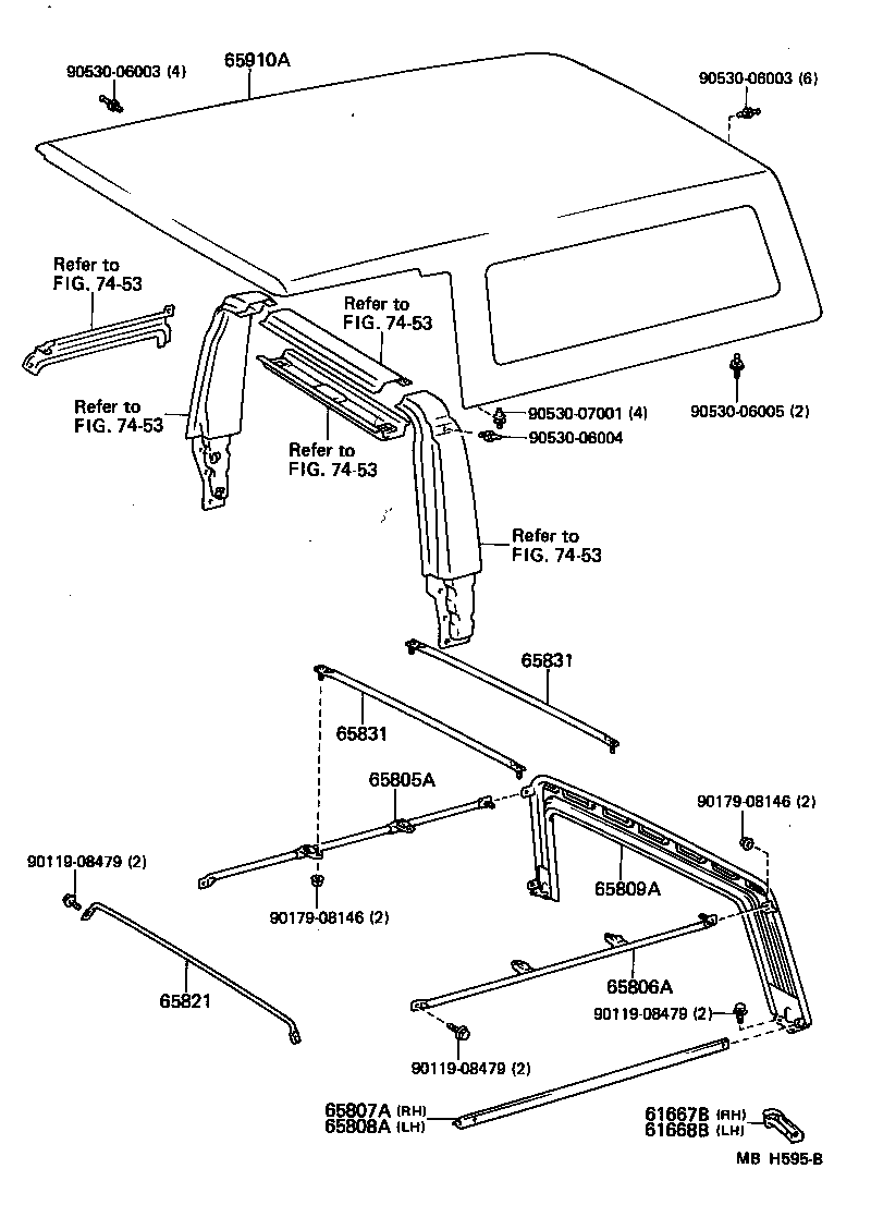 65809-90K01 BOW SUB-ASSY, REAR TOP COVER TARPAULIN product image