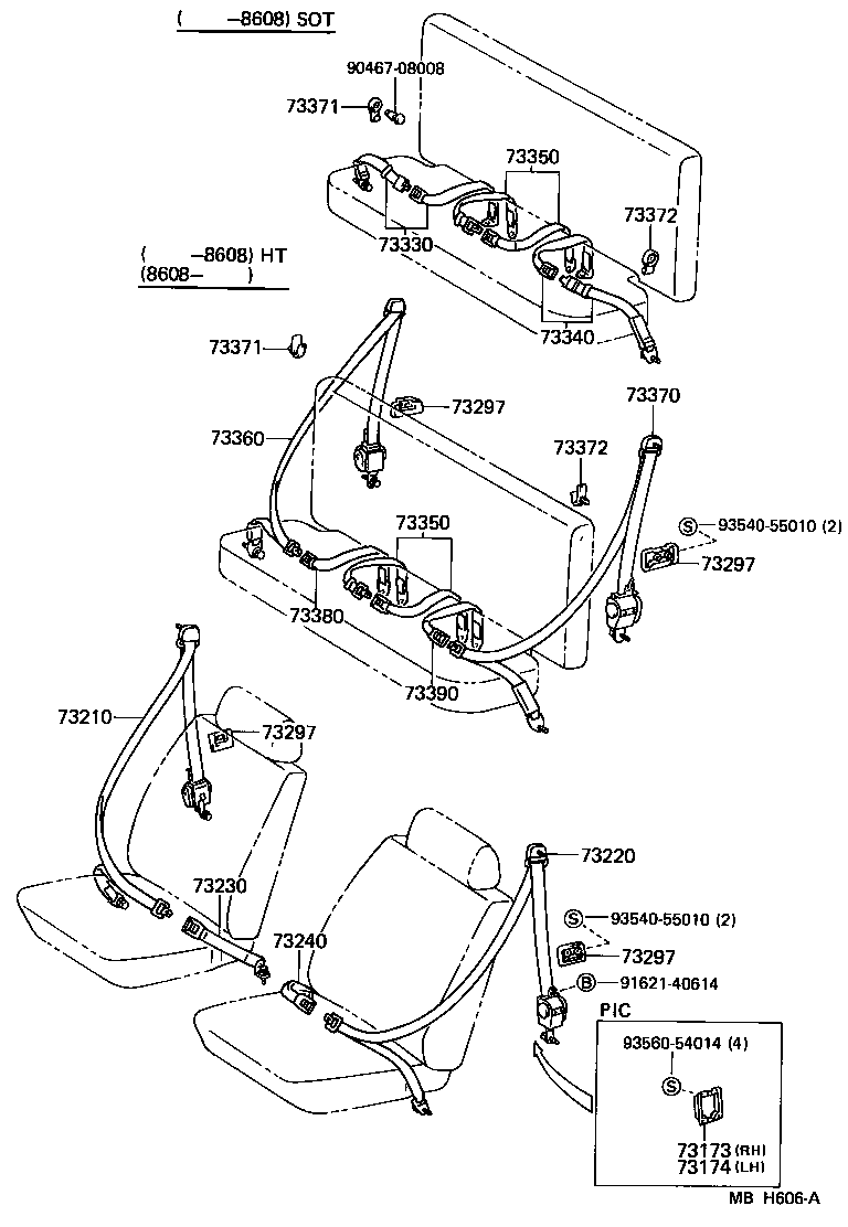 73360-90K02-06 BELT ASSY, REAR SEAT 3 POINT TYPE, OUTER RH product image