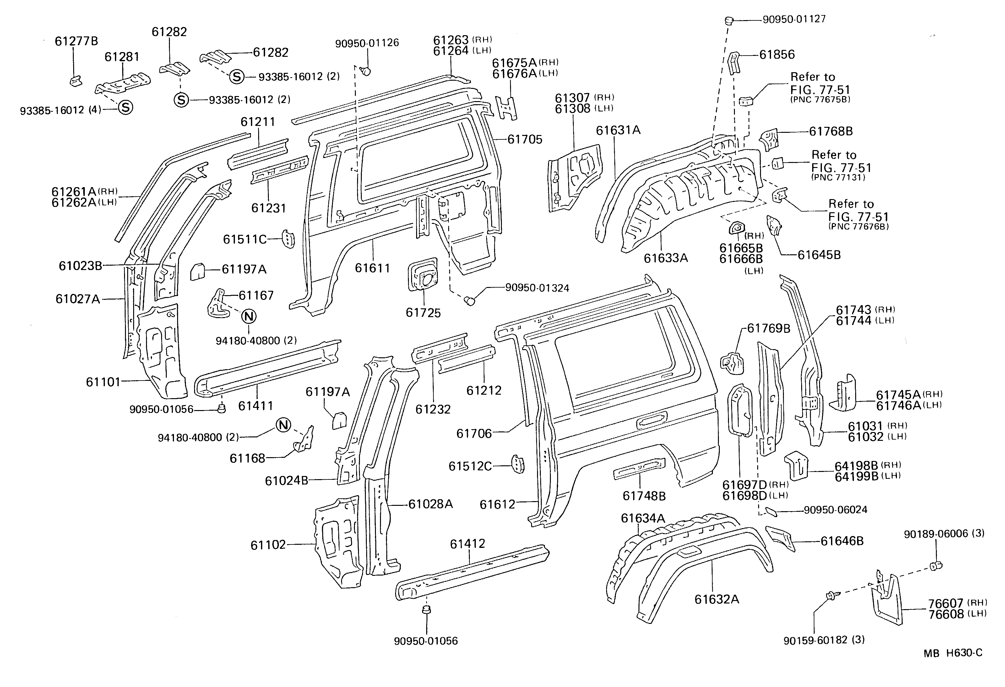 Toyota 61633-90K00 PANEL, QUARTER WHEEL HOUSE, INNER RH
