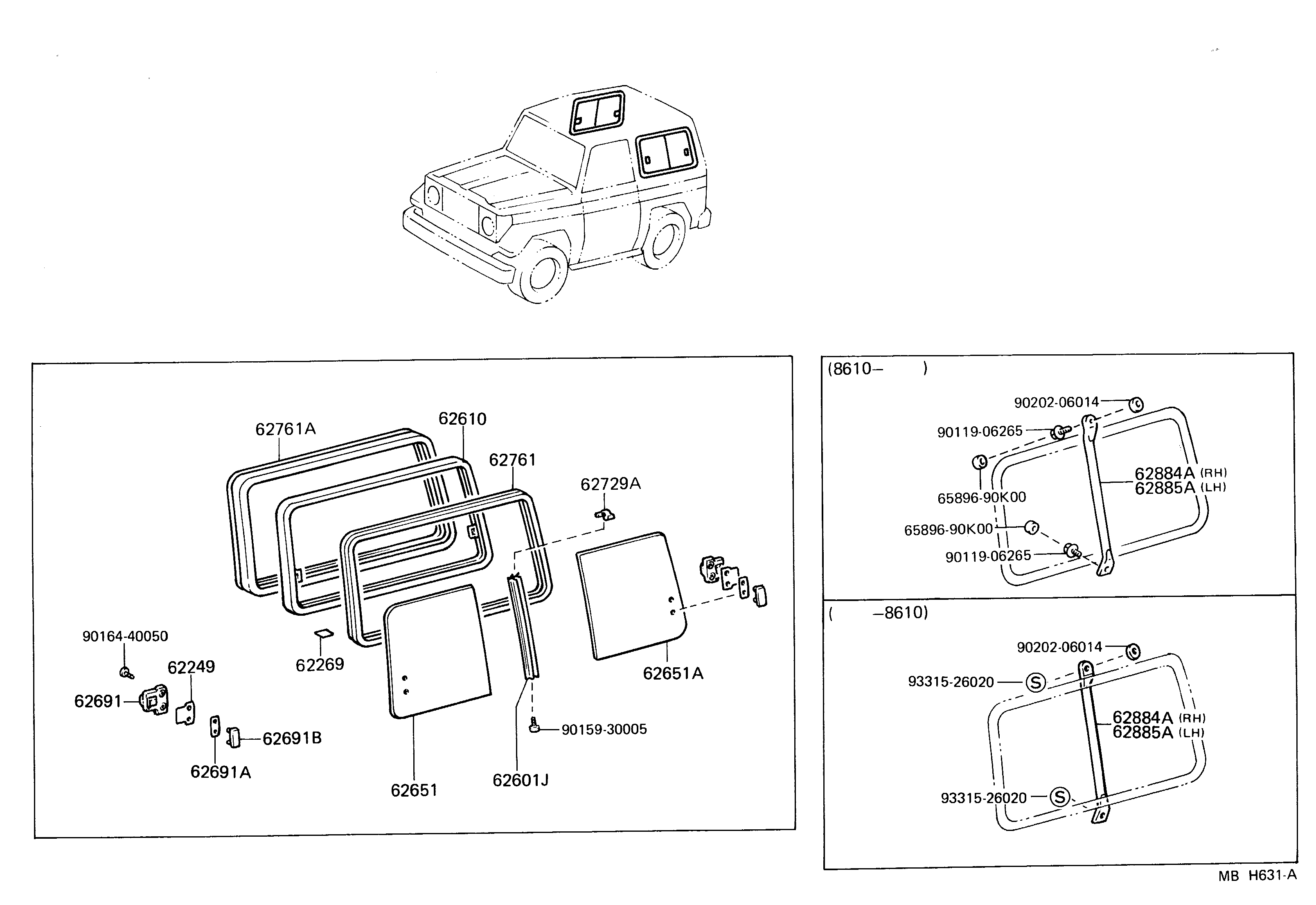 Toyota 62706-90K00 SASH ASSY, SIDE WINDOW OUTER, NO.1 (FOR SLIDE TYPE)