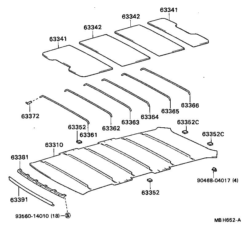 63353-23010 PAD, ROOF HEADLINING, CENTER product image