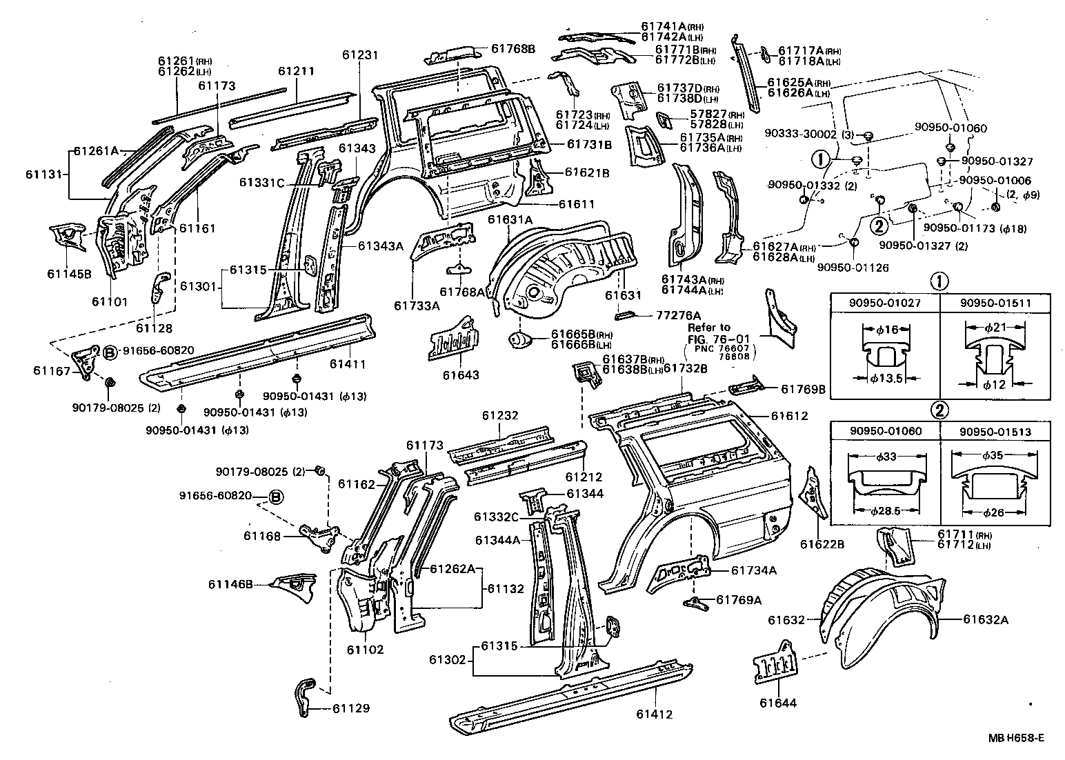 61815-22020 COVER, ROOF SIDE, INNER UPPER RH product image