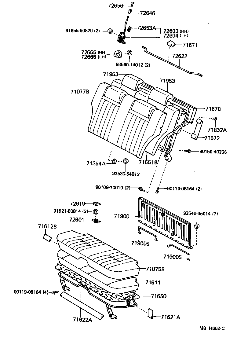 Toyota 71650-23010 SPRING ASSY, REAR SEAT CUSHION