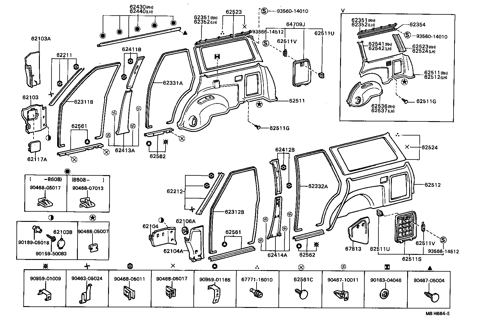 62053-22010 RETAINER SUB-ASSY, ROOF SIDE WEATHERSTRIP, REAR RH product image