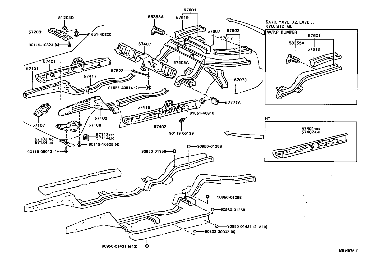 57601-22261 MEMBER SUB-ASSY, REAR FLOOR SIDE, RH product image
