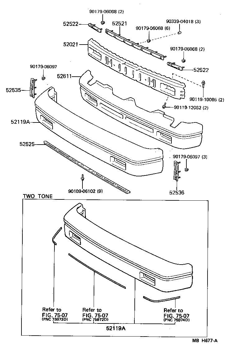 52506-17020 RETAINER, FRONT BUMPER, LOWER CENTER product image