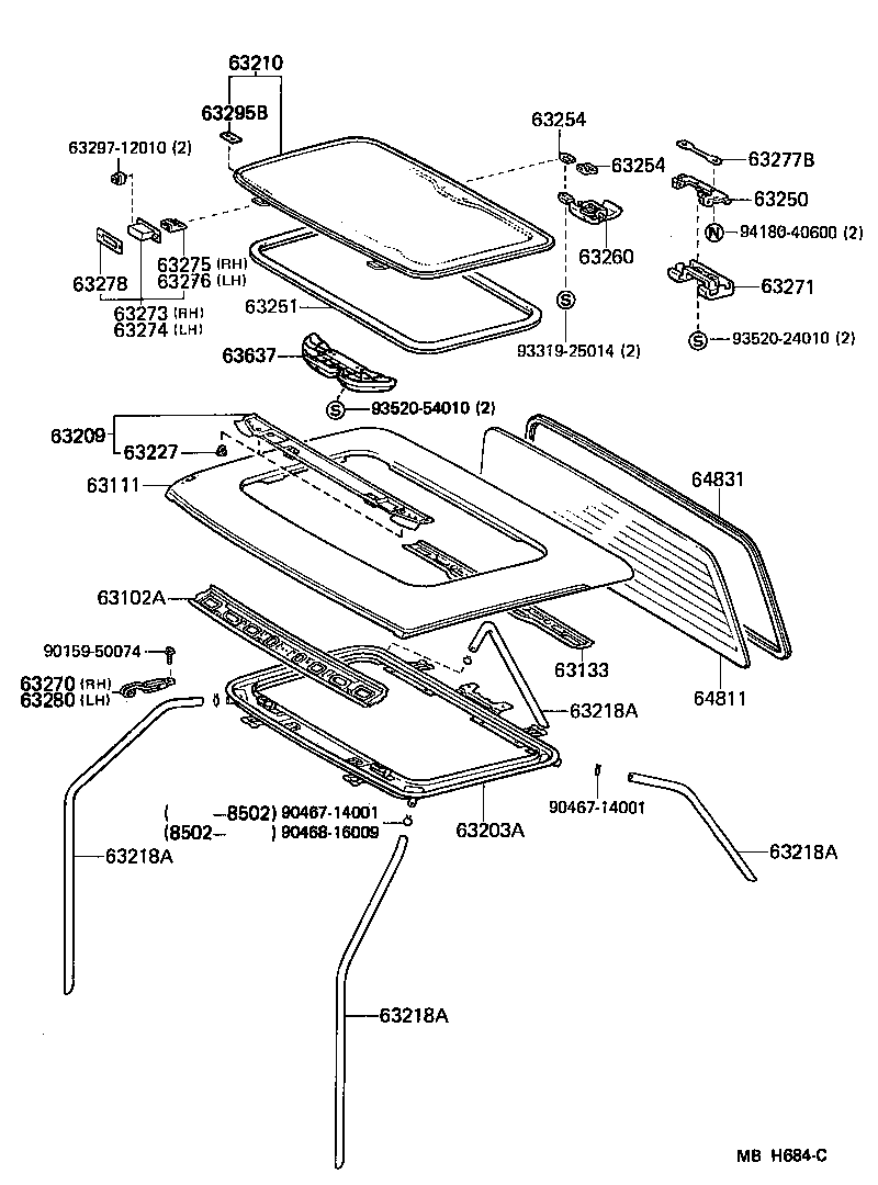 63201-17010 GLASS SUB-ASSY, SLIDING ROOF OR REMOVABLE ROOF product image