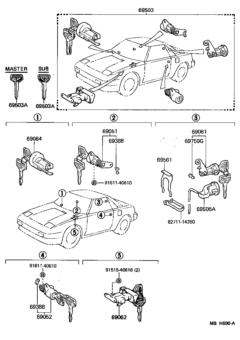 69005-17030 CYLINDER SET, LOCK product image