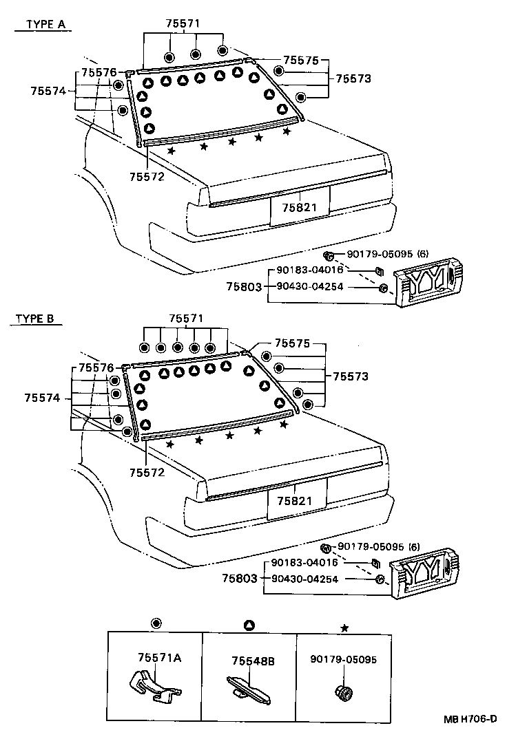 75813-22090 MOULDING, LUGGAGE COMPARTMENT DOOR BACK product image
