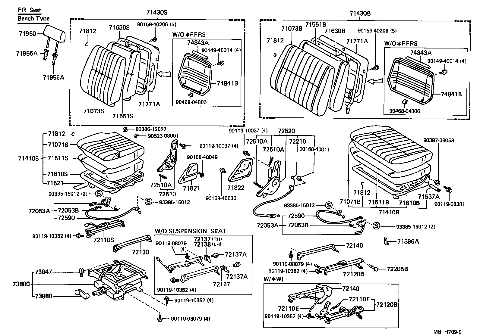 71013-90K02 SPRING ASSY, FRONT SEAT BACK, RH(FOR SEPARATE TYPE) product image