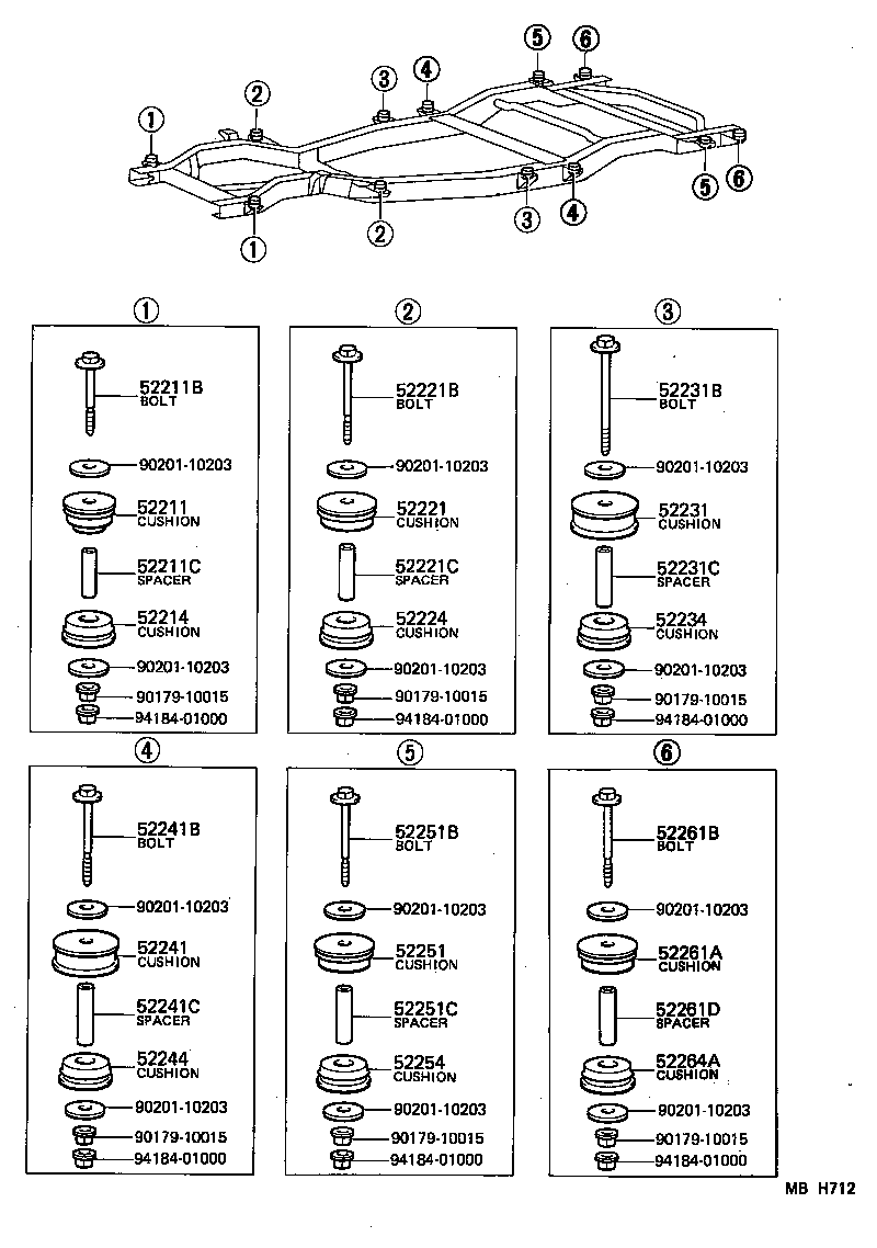 90105-10040 BOLT(FOR BODY MOUNT NO.2 CUSHION) product image