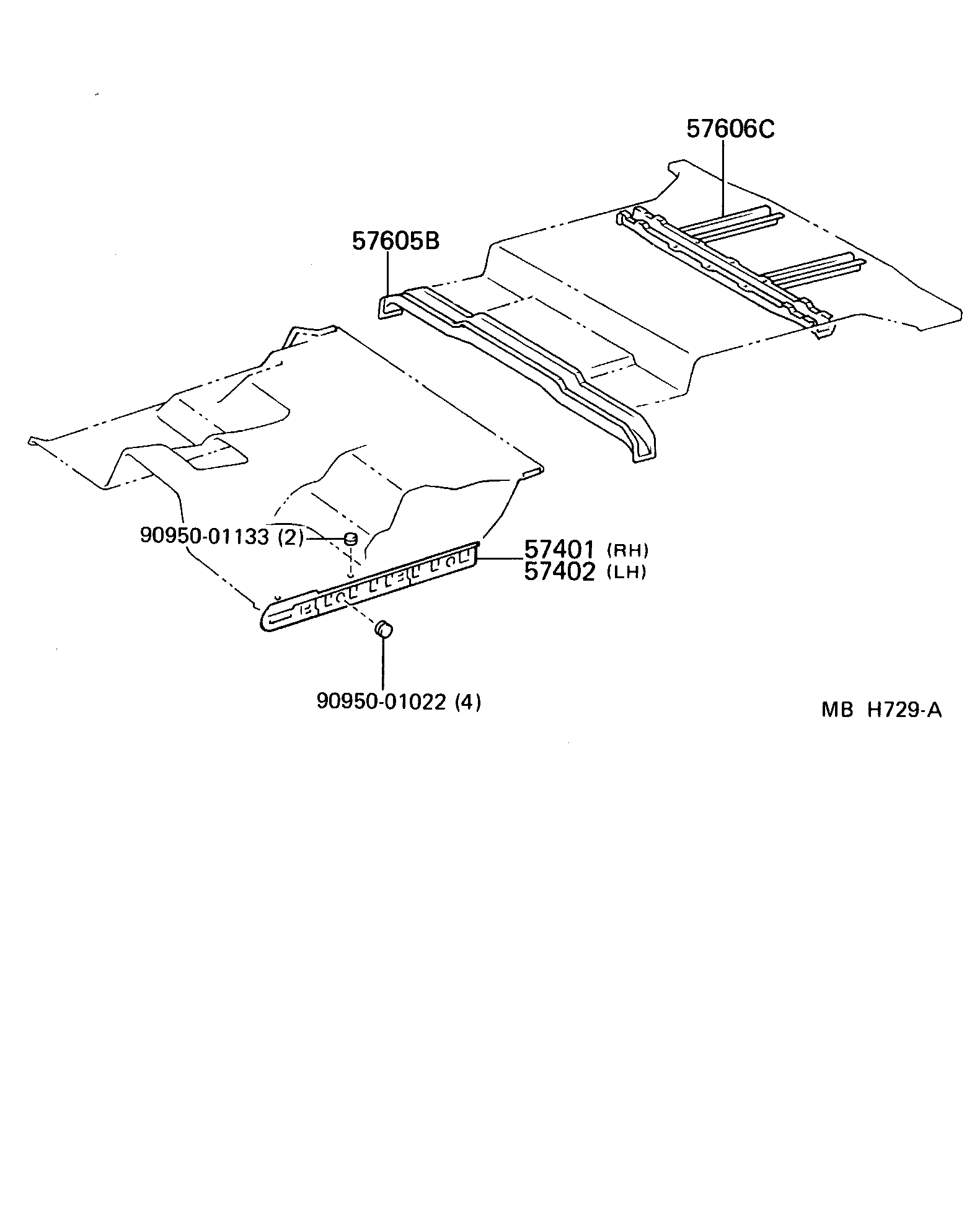 Toyota 57605-90K00 MEMBER SUB-ASSY, REAR FLOOR CROSS, NO.1