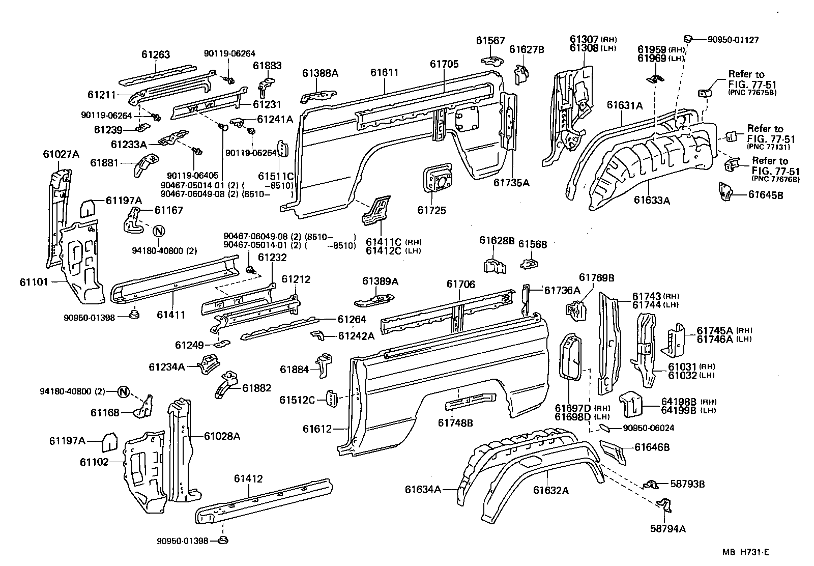 61612-90K33 PANEL, QUARTER, LH product image