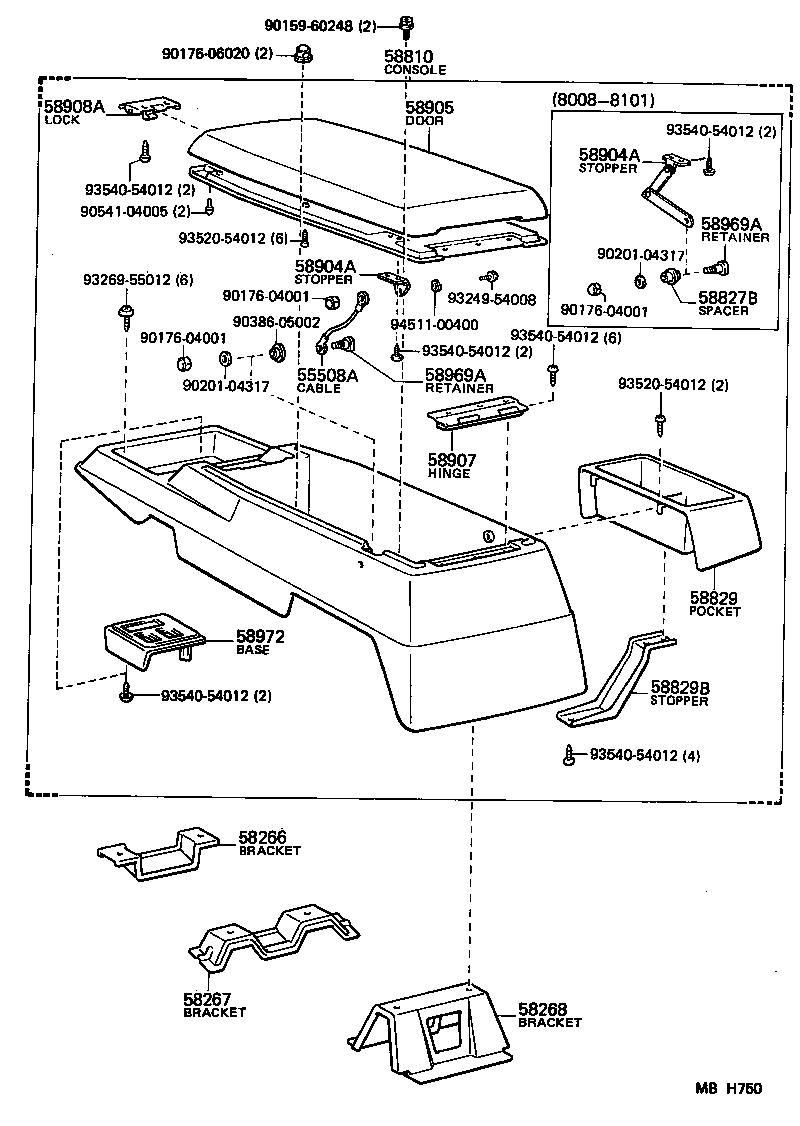 58810-90A02-06 CONSOLE ASSY product image