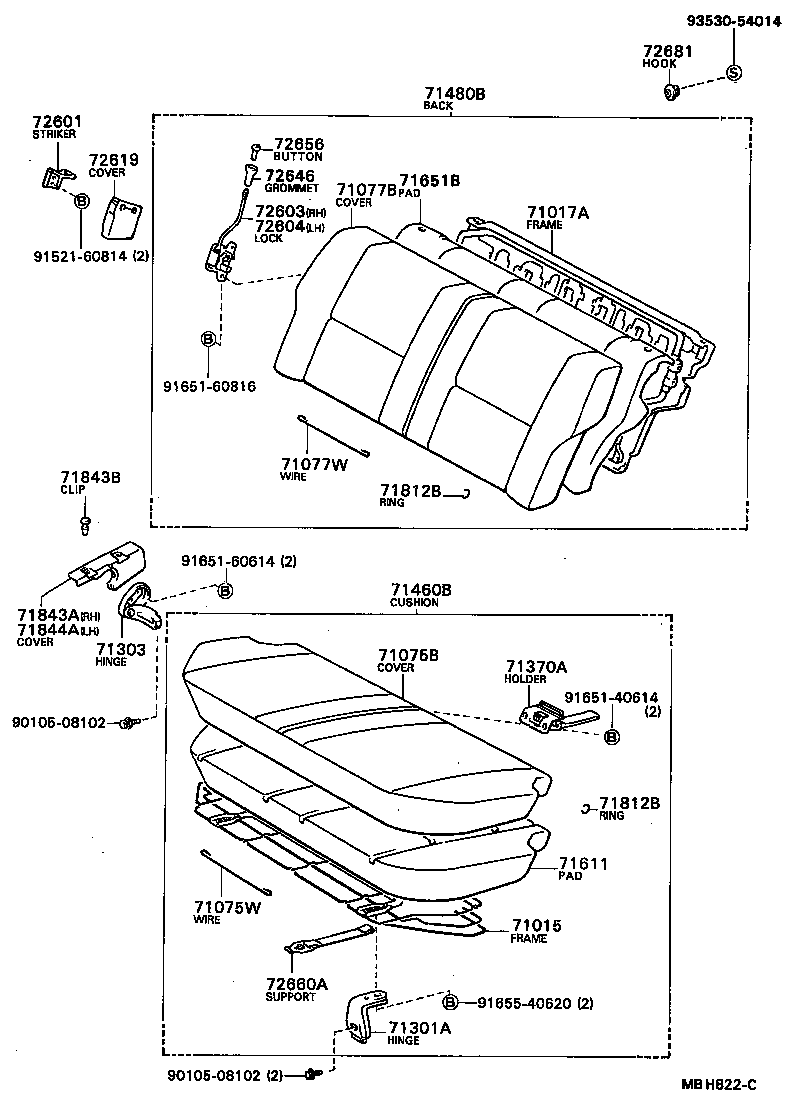 71065-16011 COVER, REAR SEAT CUSHION (FOR BENCH TYPE) product image