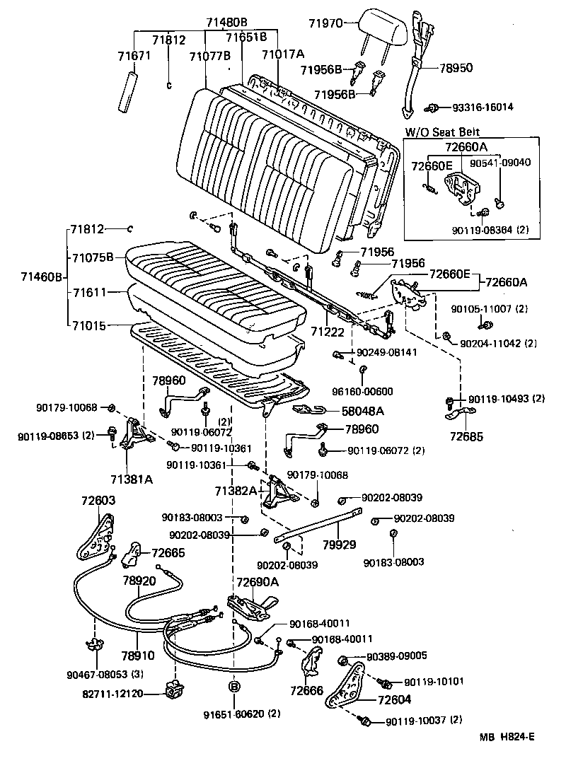 71013-90K02 SPRING ASSY, FRONT SEAT BACK, RH(FOR SEPARATE TYPE) product image