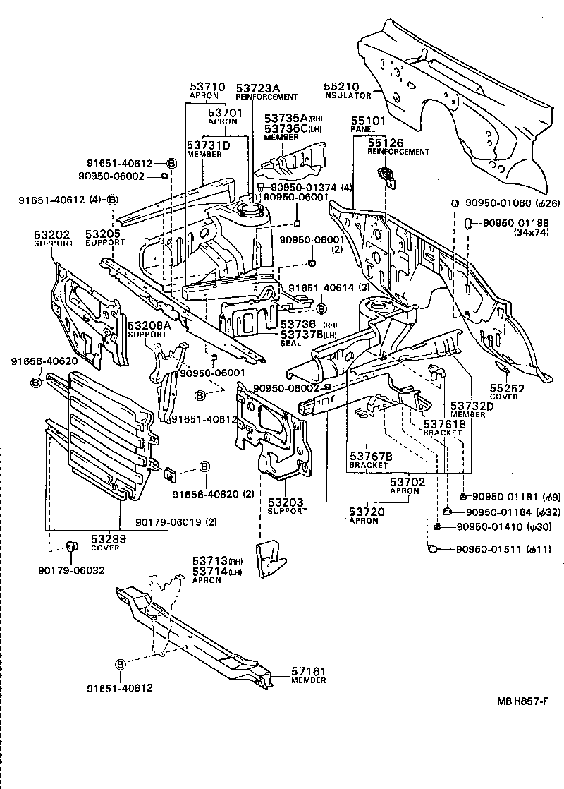 53701-16060 APRON SUB-ASSY, FRONT FENDER, RH product image