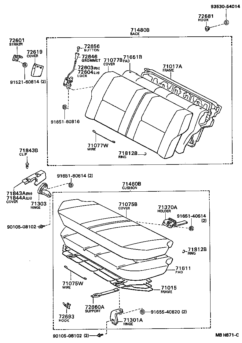 71078-16640-08 COVER, REAR SEAT BACK, LH(FOR SEPARATE TYPE) product image
