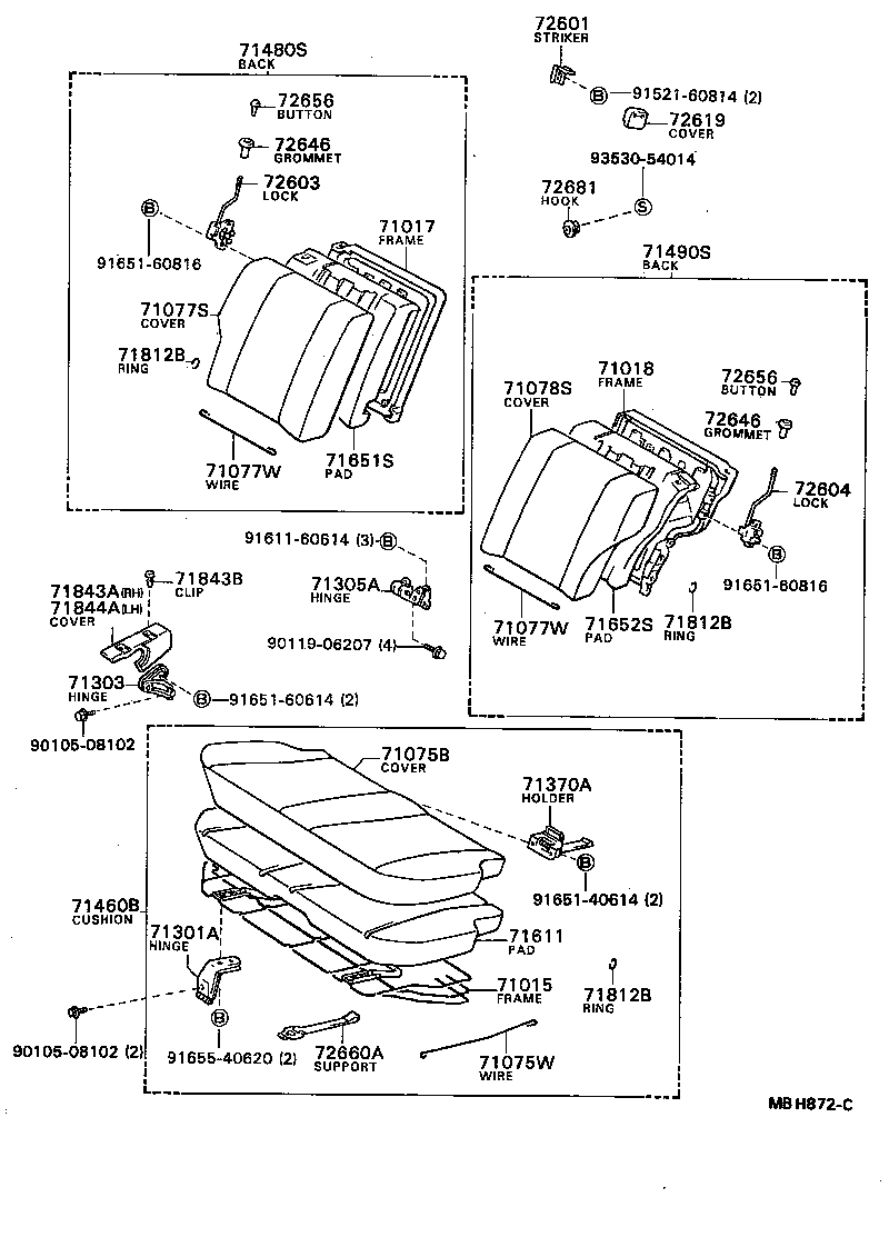 71078-16640-08 COVER, REAR SEAT BACK, LH(FOR SEPARATE TYPE) product image