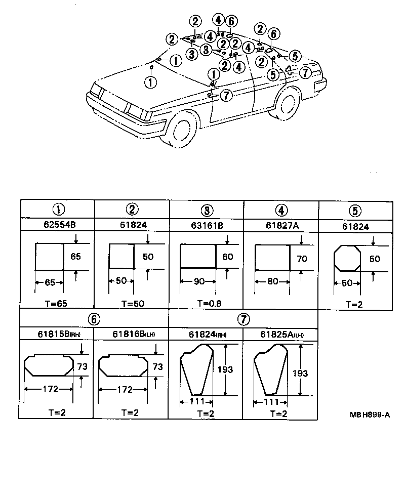 61815-22020 COVER, ROOF SIDE, INNER UPPER RH product image